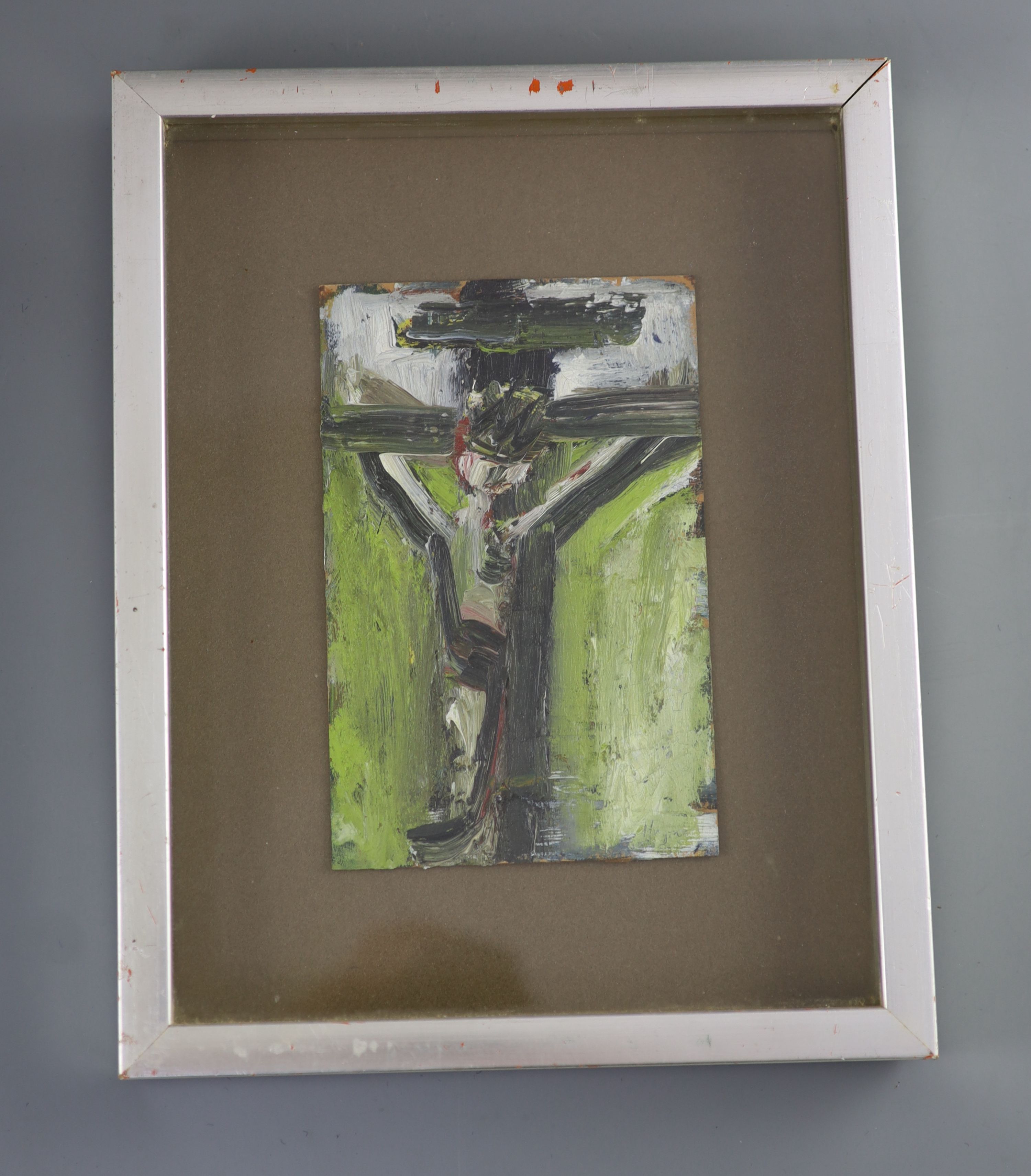 Patrick Hayman (1915-1998), The Crucifixion, oil on board, 18 x 11cm